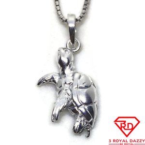 Sea Turtle animal 3D Pendant 925 Sterling Silver